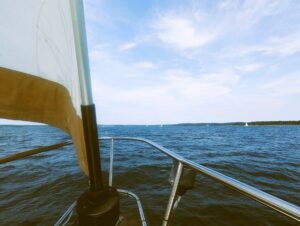 A view off the bow of Isola Naida.